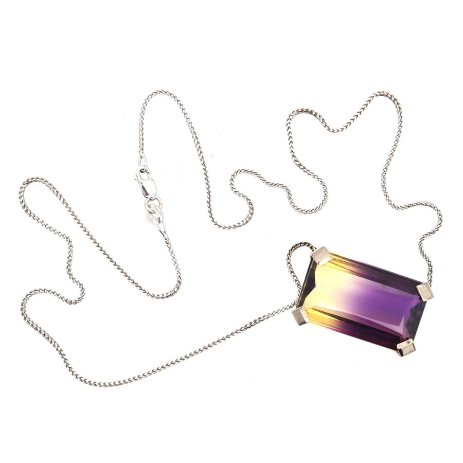 Modern 9ct White Gold, 28 carat Bi-Colour Amethyst-Citrine (Ametrine) Necklace | Parkin and Gerrish | Antique & Vintage Jewellery