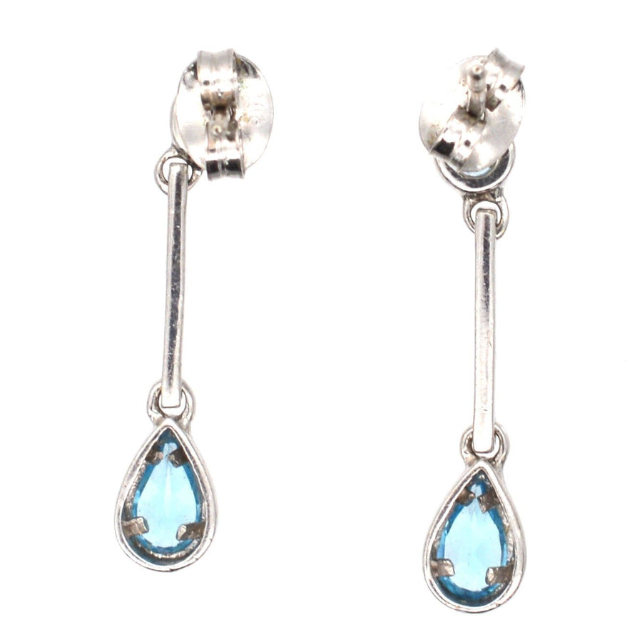 Modern 9ct White Gold Blue Spinel Pear Drop Earrings | Parkin and Gerrish | Antique & Vintage Jewellery