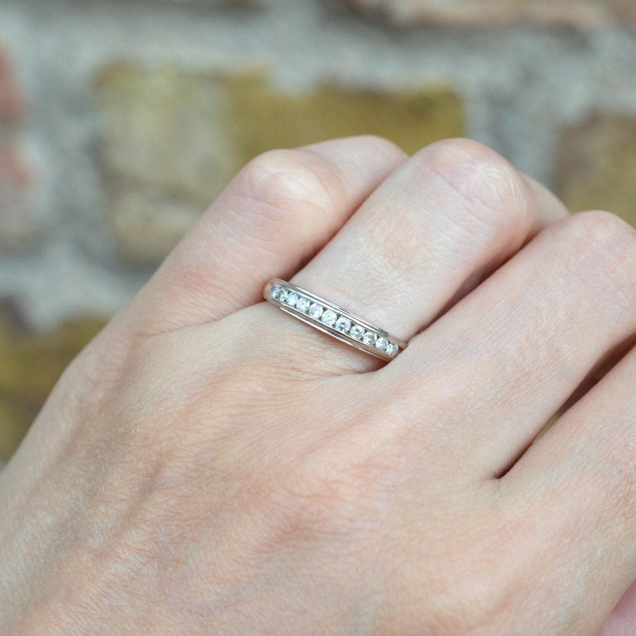 Modern 9ct White Gold, Diamond Half Eternity Ring | Parkin and Gerrish | Antique & Vintage Jewellery