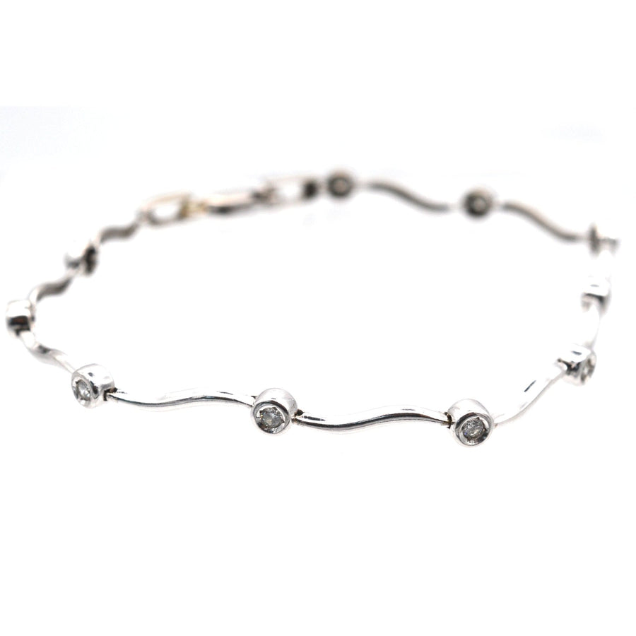 Modern 9ct White Gold, Wavy Diamond Bracelet | Parkin and Gerrish | Antique & Vintage Jewellery