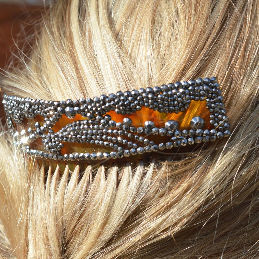 Regency Tortoiseshell and Cut Steel Hair Comb with a Shooting Star