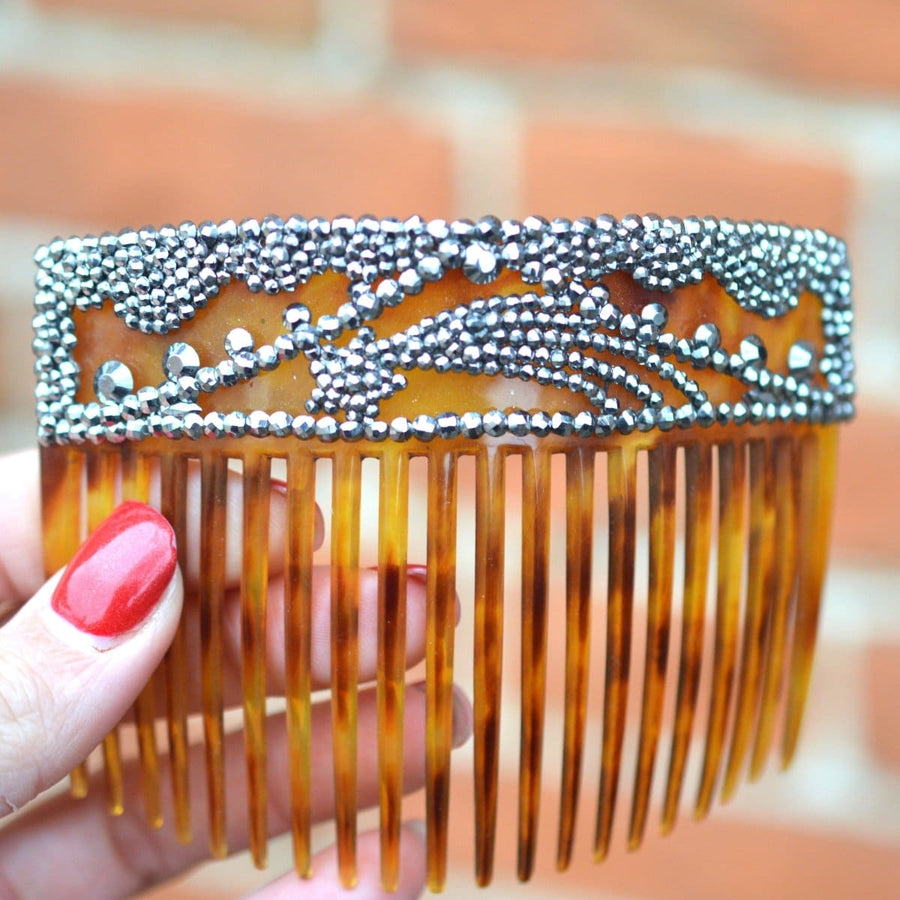 Regency Tortoiseshell and Cut Steel Hair Comb with a Shooting Star