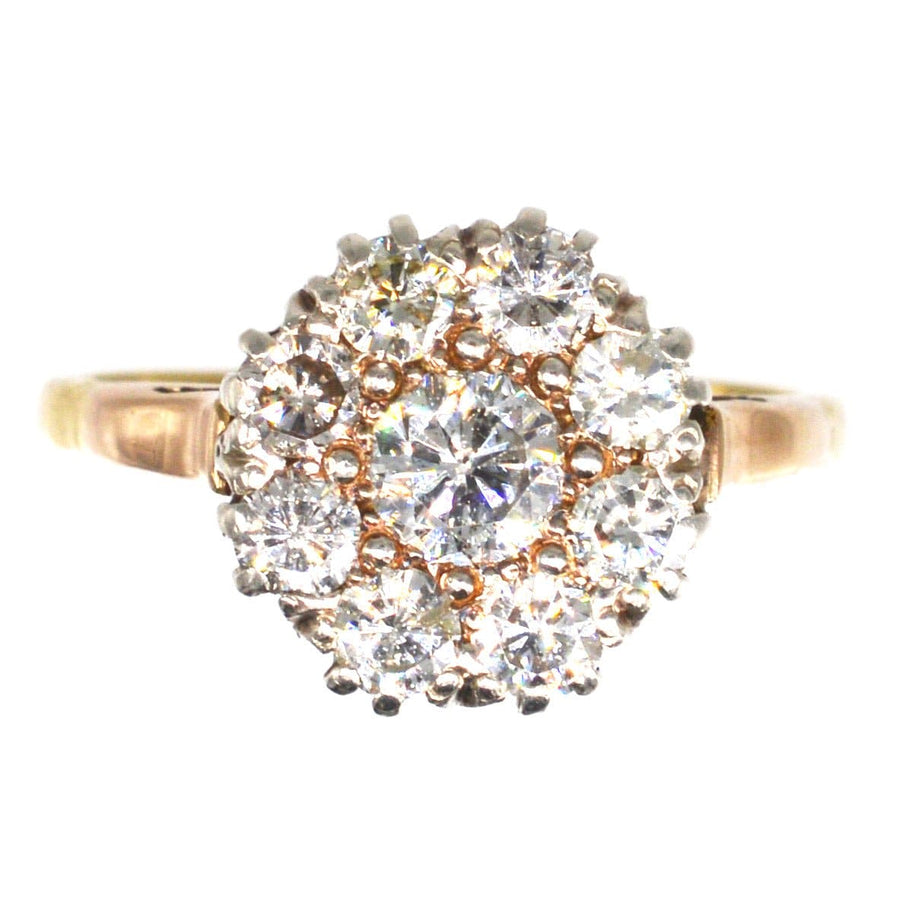 Retro 18ct Gold 1.1 Carat Diamond Cluster Ring | Parkin and Gerrish | Antique & Vintage Jewellery