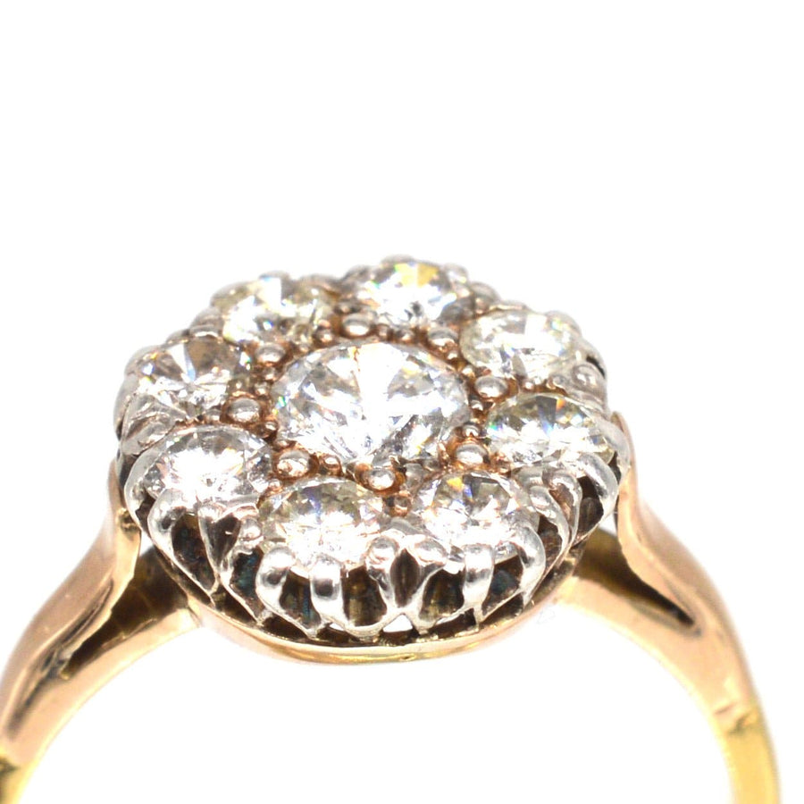 Retro 18ct Gold 1.1 Carat Diamond Cluster Ring | Parkin and Gerrish | Antique & Vintage Jewellery