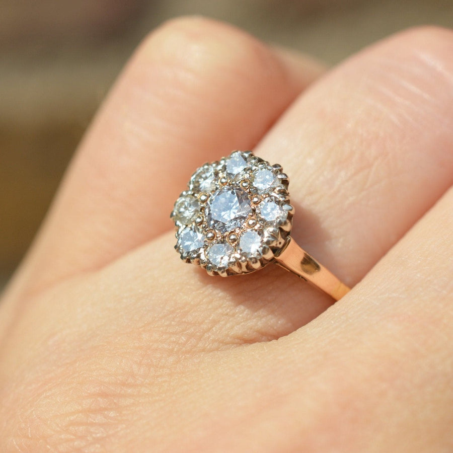 Retro 18ct Gold 1.1 Carat Diamond Cluster Ring | Parkin and Gerrish | Antique & Vintage Jewellery