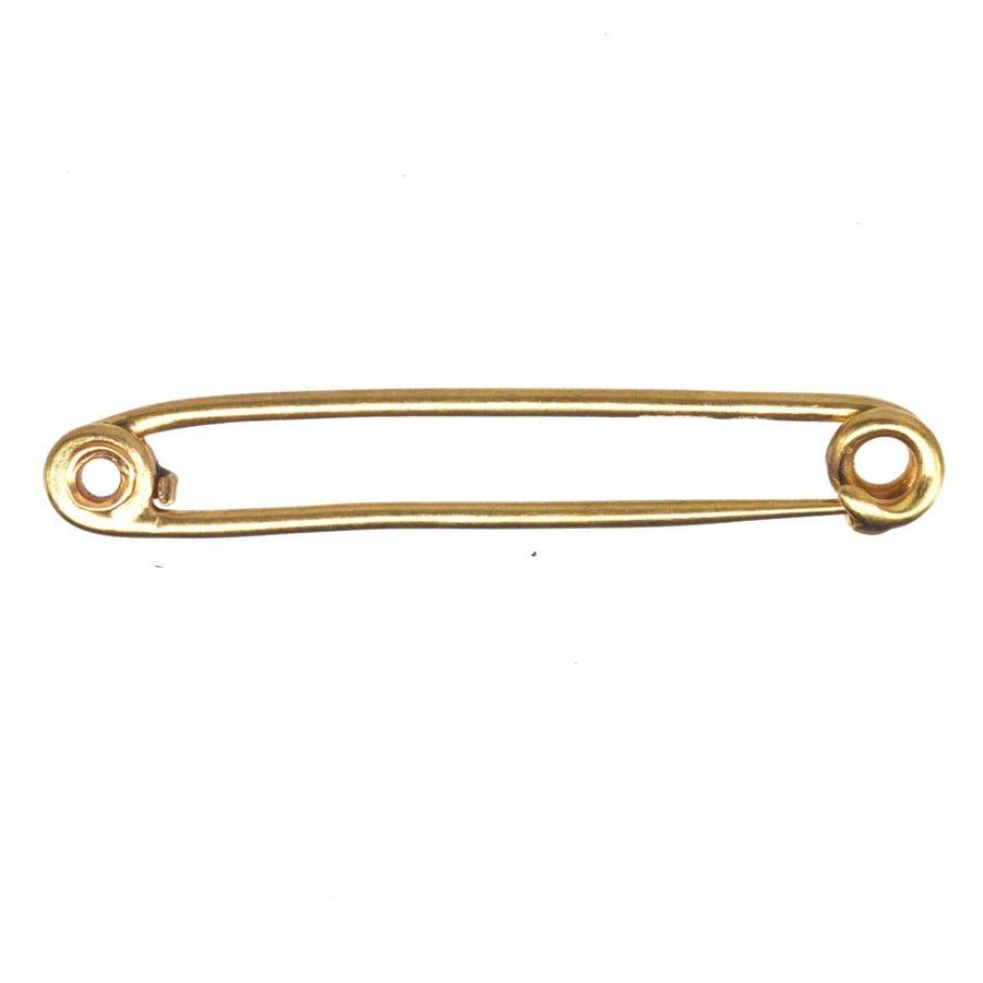 Vintage 9ct gold stock safety pin brooch by Cropp and Farr, showcasing timeless British craftsmanship.