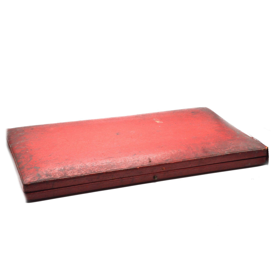 Vintage red leather case for Thomas Goode silver cutlery from the late 19th century.