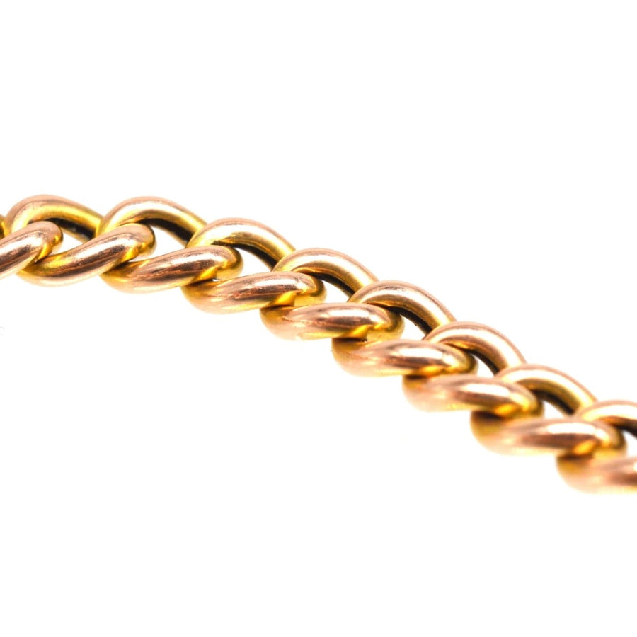 Small Edwardian 15ct Gold Child's Curb Bracelet with Heart Lock | Parkin and Gerrish | Antique & Vintage Jewellery