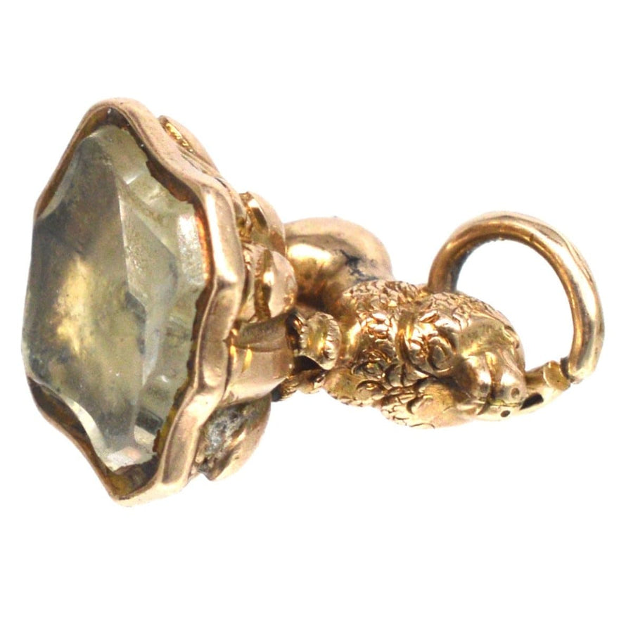 Small Georgian Gold Cased Poodle Pendant with Rock Crystal Seal