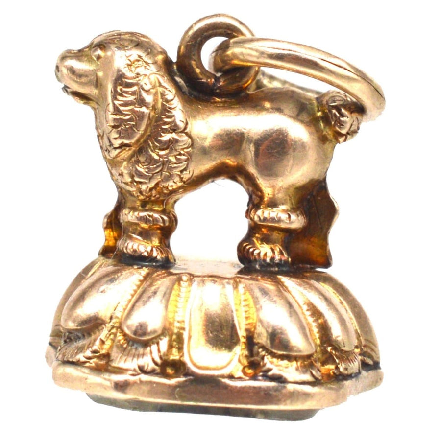 Small Georgian Gold Cased Poodle Pendant with Rock Crystal Seal