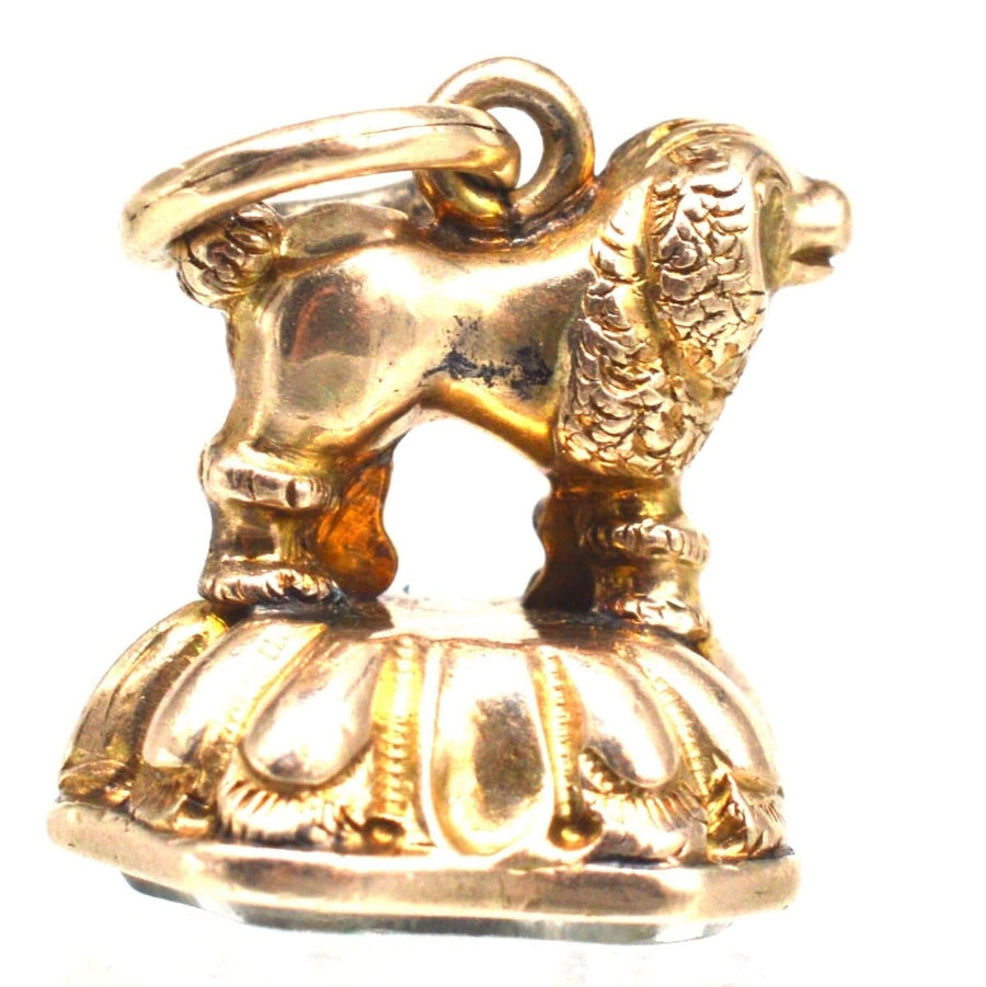 Small Georgian Gold Cased Poodle Pendant with Rock Crystal Seal