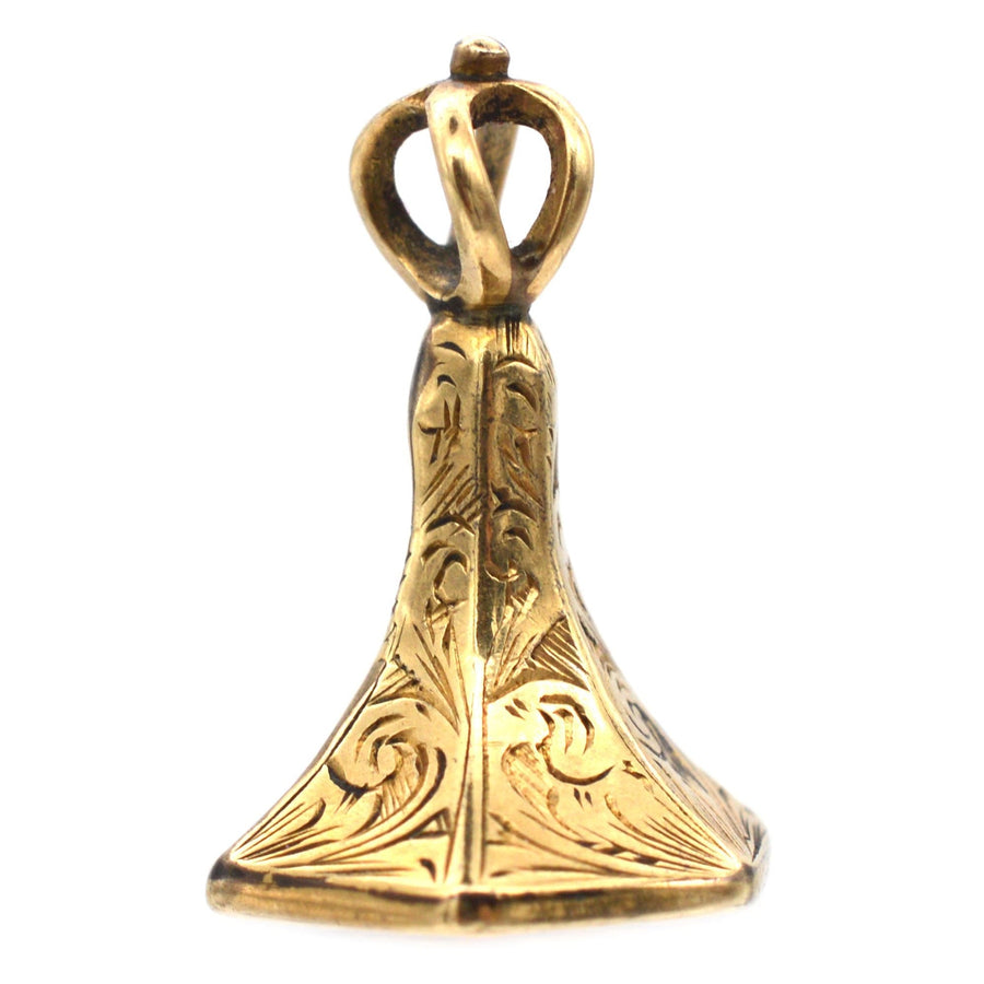 Tiny Early Victorian 9ct Gold hexagonal seal with intricate floral engravings.