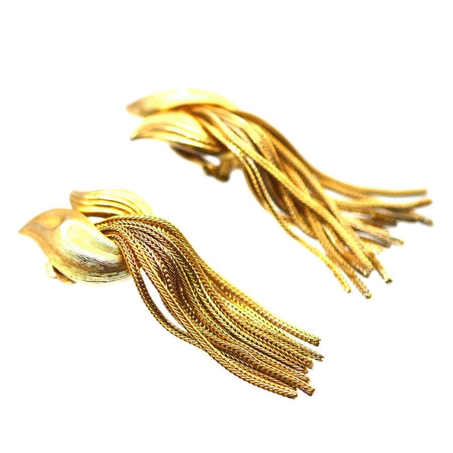Trifari Demi - Parure Set of 1950s Gold - Tone Knot and Tassel Necklace and Earrings