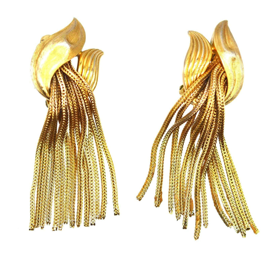 Trifari Demi - Parure Set of 1950s Gold - Tone Knot and Tassel Necklace and Earrings