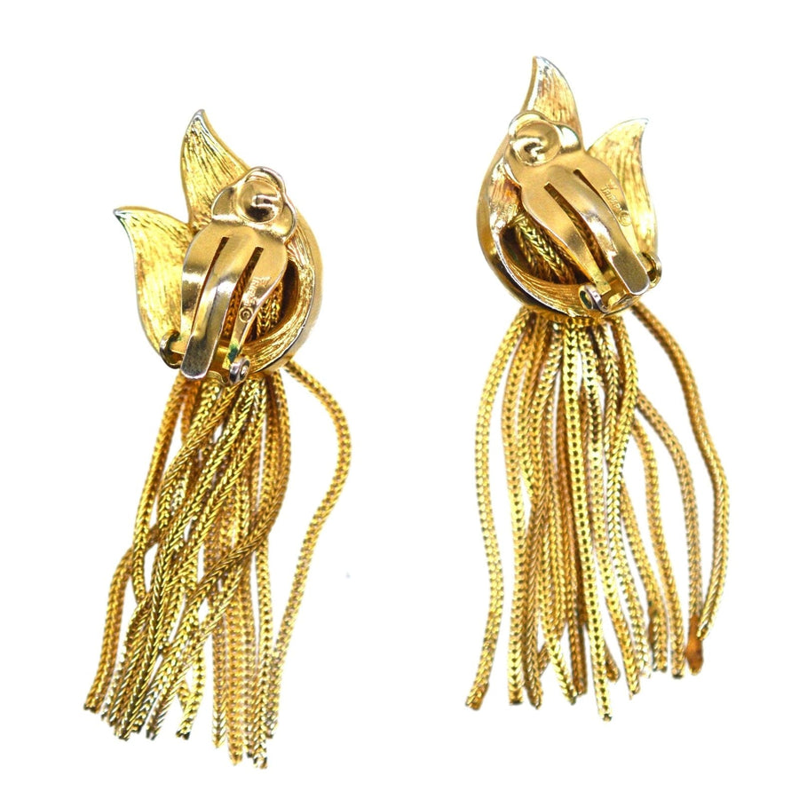Trifari Demi - Parure Set of 1950s Gold - Tone Knot and Tassel Necklace and Earrings