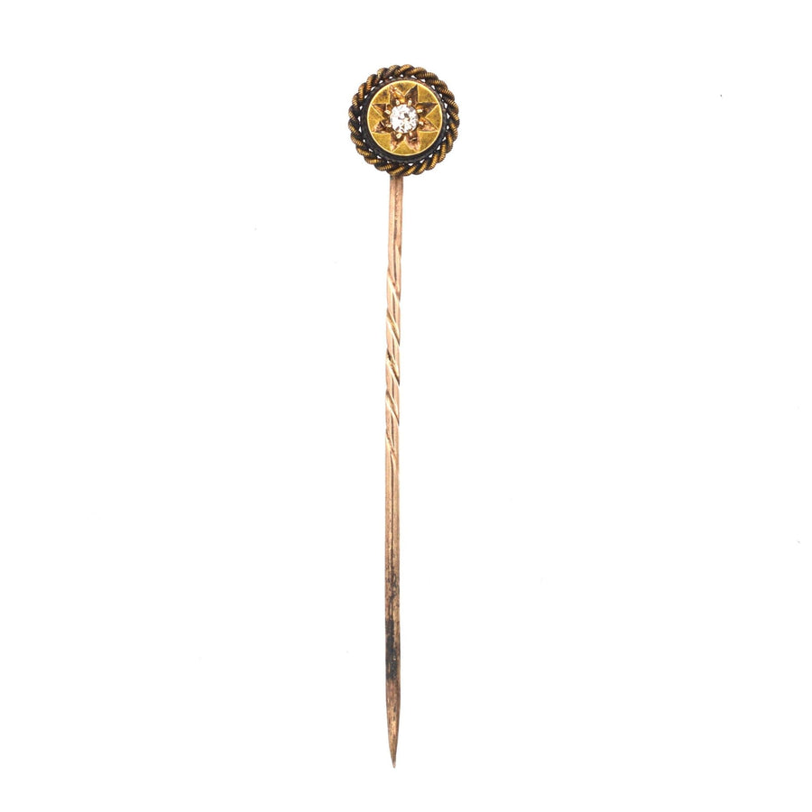 Victorian 15ct Gold & Diamond Tie Pin with Star Motif | Parkin and Gerrish | Antique & Vintage Jewellery