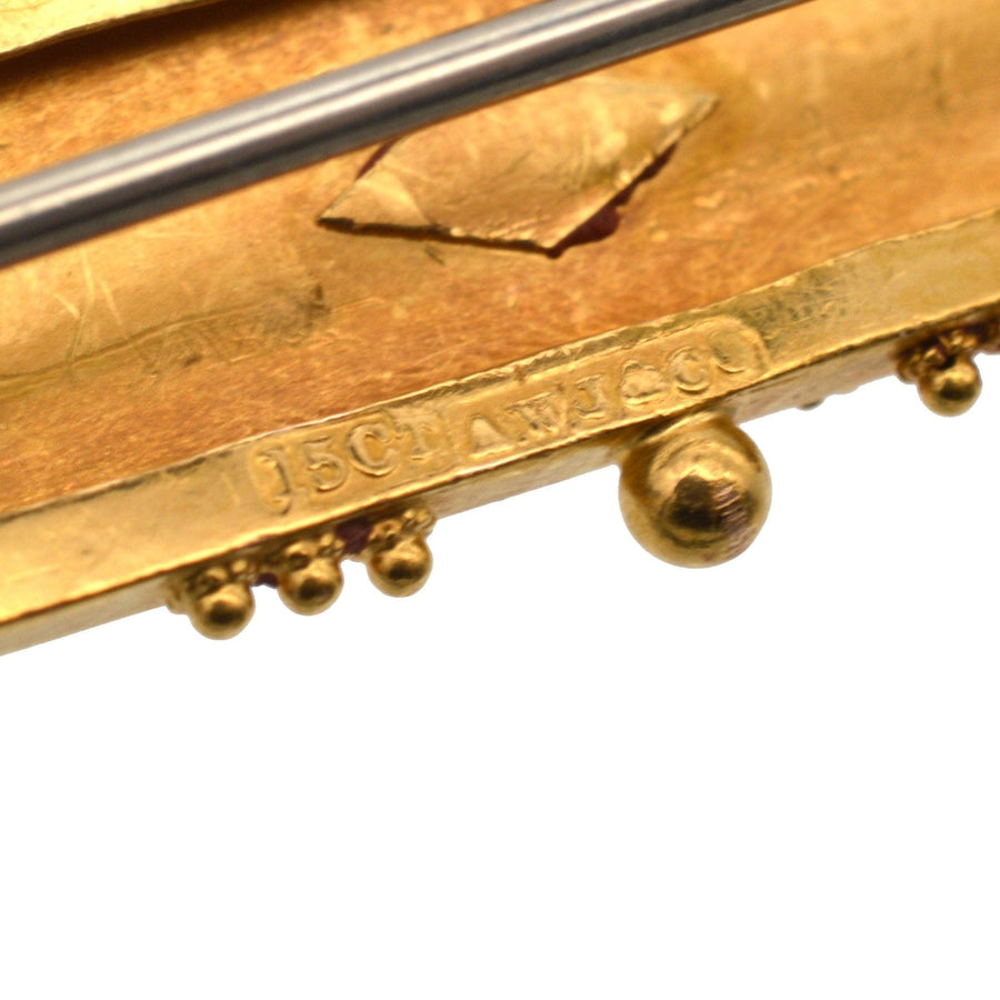Victorian 15ct Gold Etruscan Revival Brooch