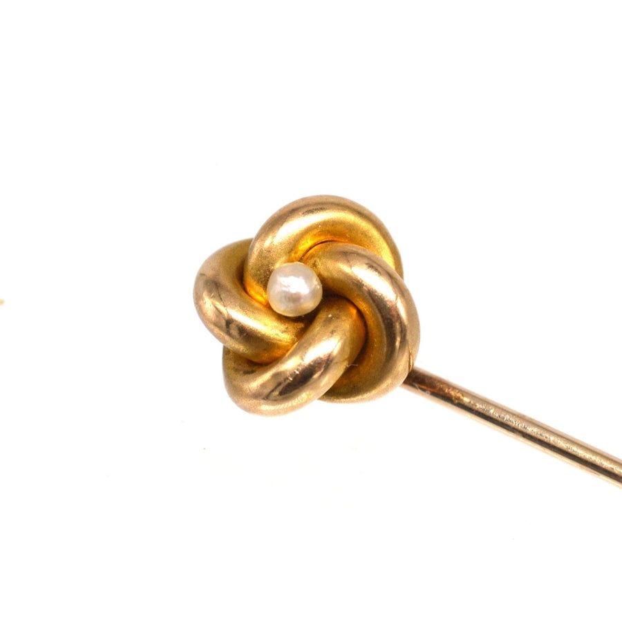 Victorian 15ct Gold Knot and Pearl Tie Pin | Parkin and Gerrish (UK)