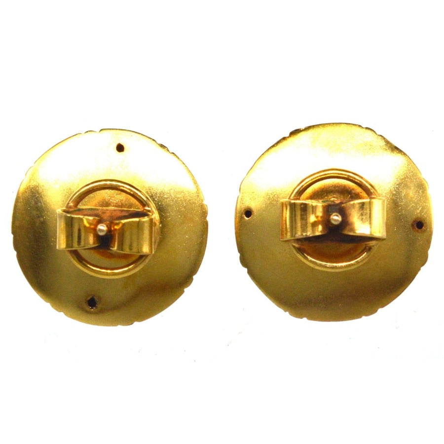 Victorian 15ct Gold Round Etruscan Style Earrings