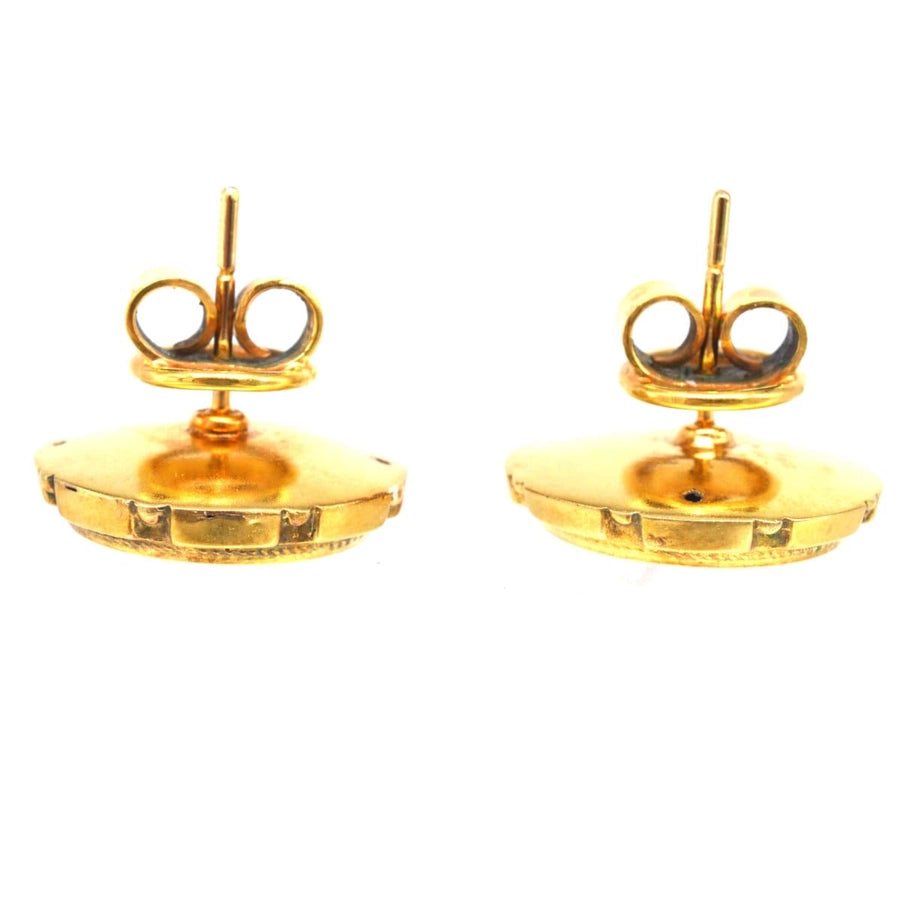 Victorian 15ct Gold Round Etruscan Style Earrings