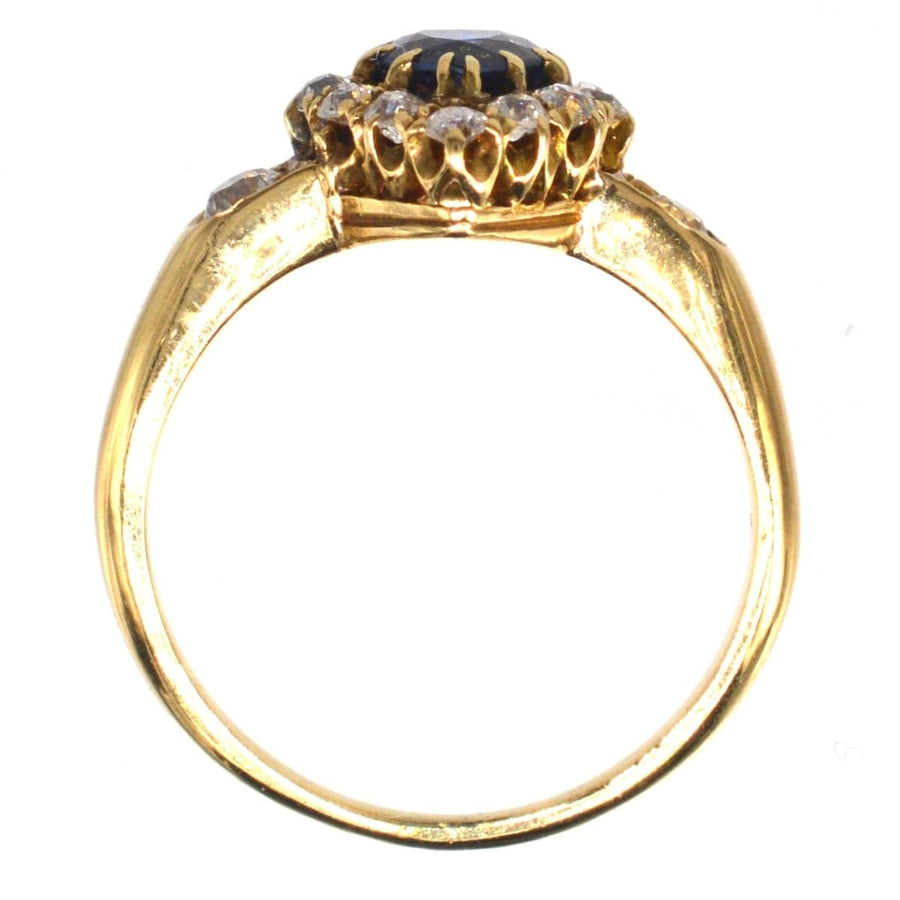 Victorian 18ct Gold Heart Shaped Sapphire and Diamond Cluster Ring | Parkin and Gerrish (UK)