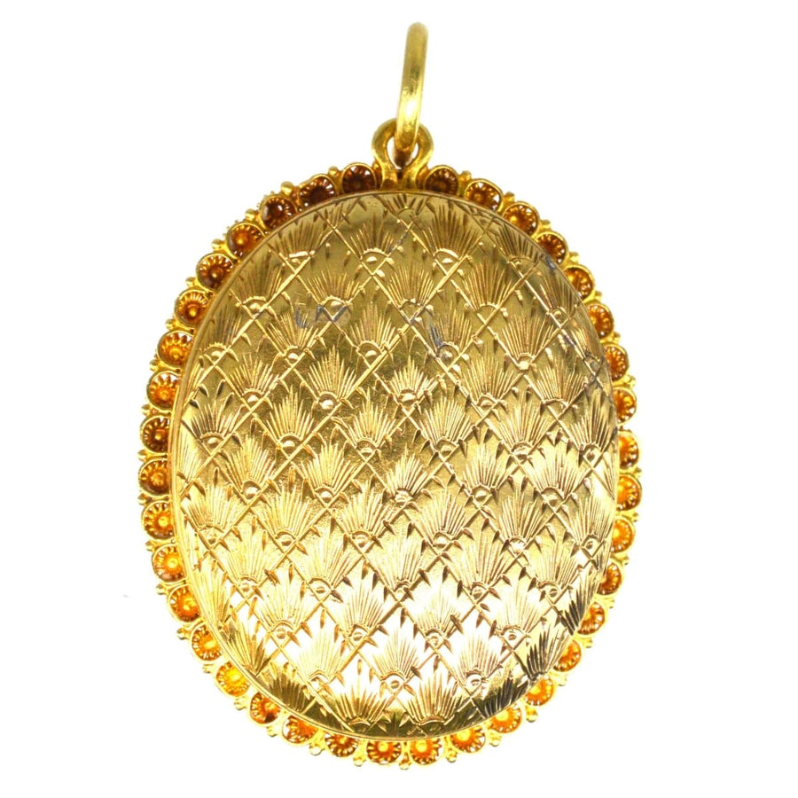 Victorian 18ct Gold Locket with Turquoise Cross in Original Case
