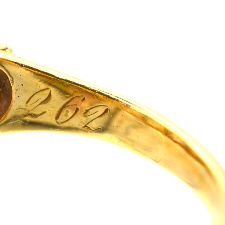 Victorian 18ct Gold, Opal & Emerald Carved Half Hoop Ring
