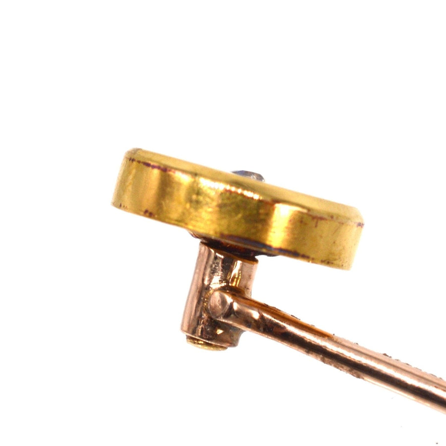 Victorian 18ct Gold Simple Round Circle Tie Pin with a Diamond