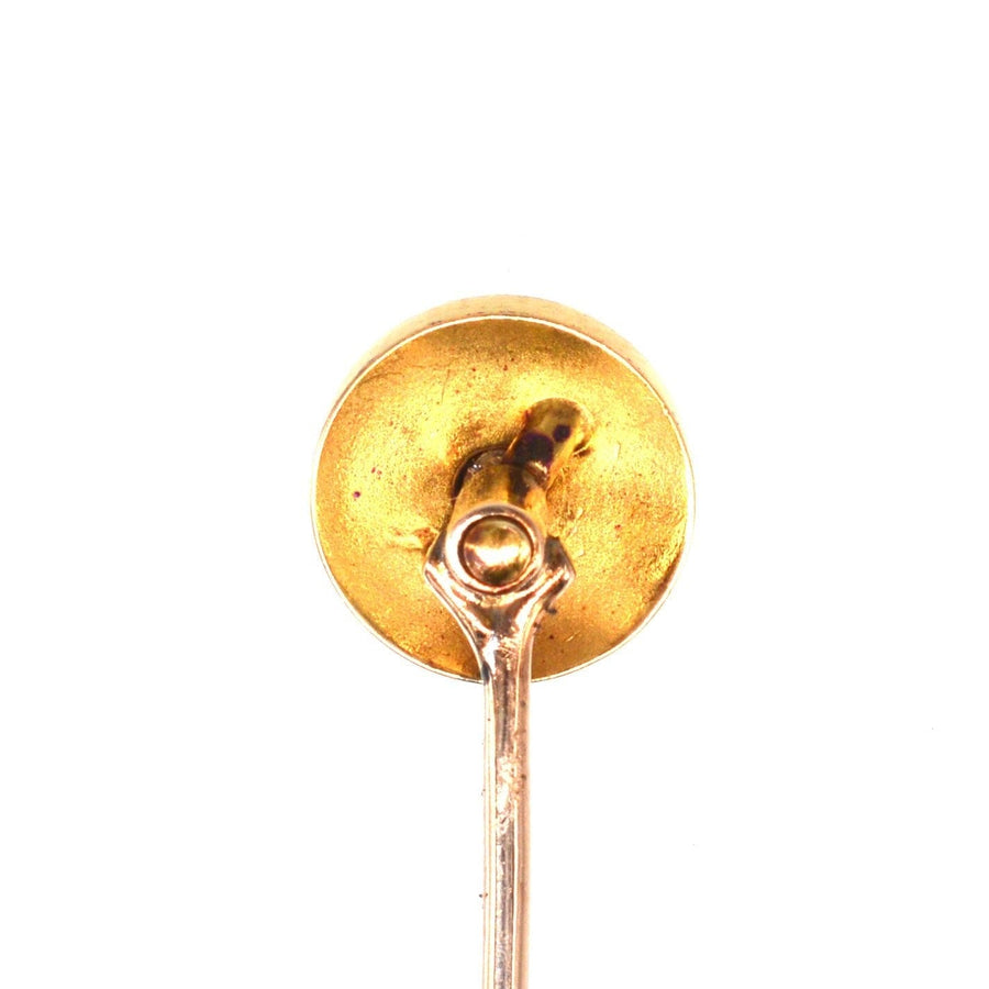 Victorian 18ct Gold Simple Round Circle Tie Pin with a Diamond