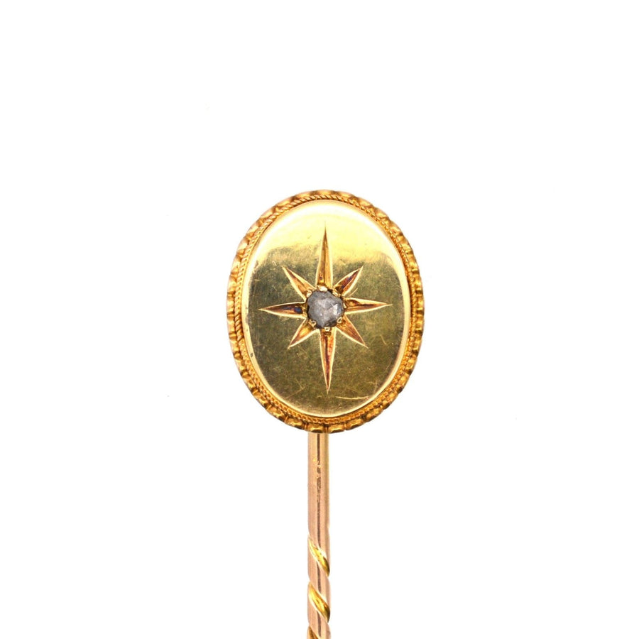 Victorian 18ct Gold Star Tie Pin with Rose Cut Diamond