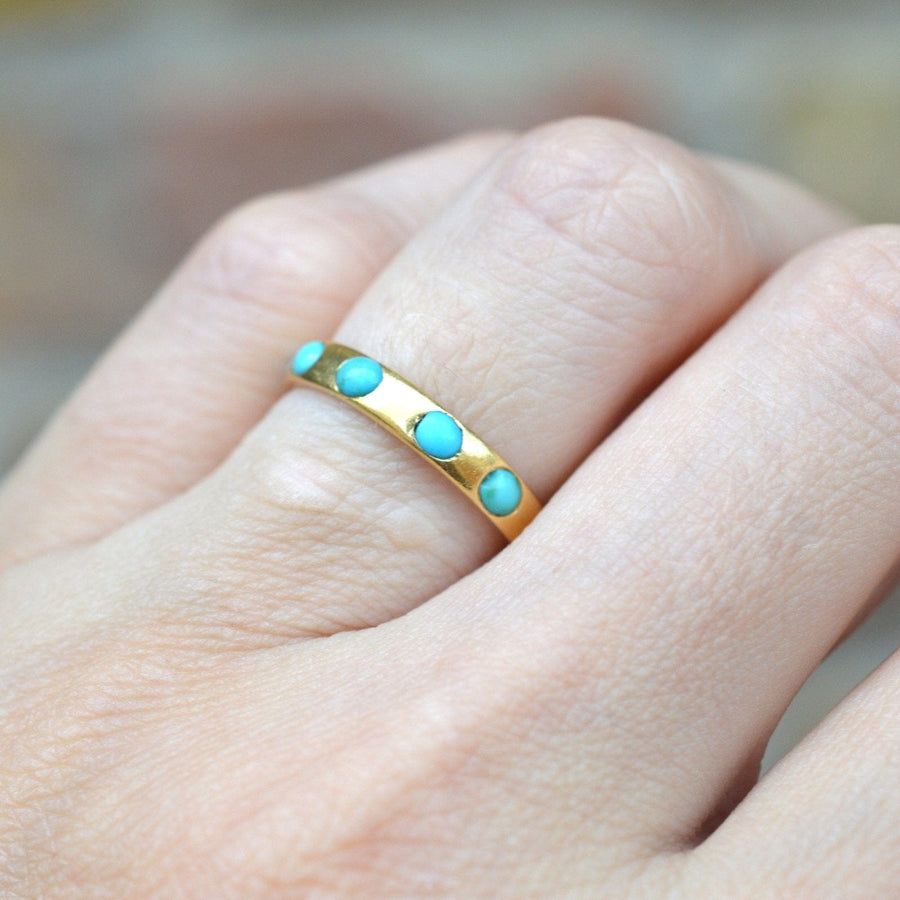 Victorian 18ct Gold & Turquoise Eternity Ring