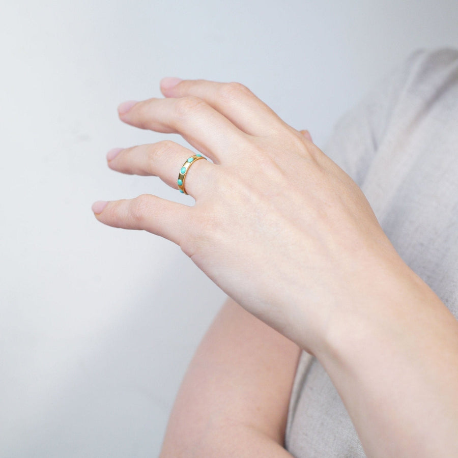 Victorian 18ct Gold & Turquoise Eternity Ring
