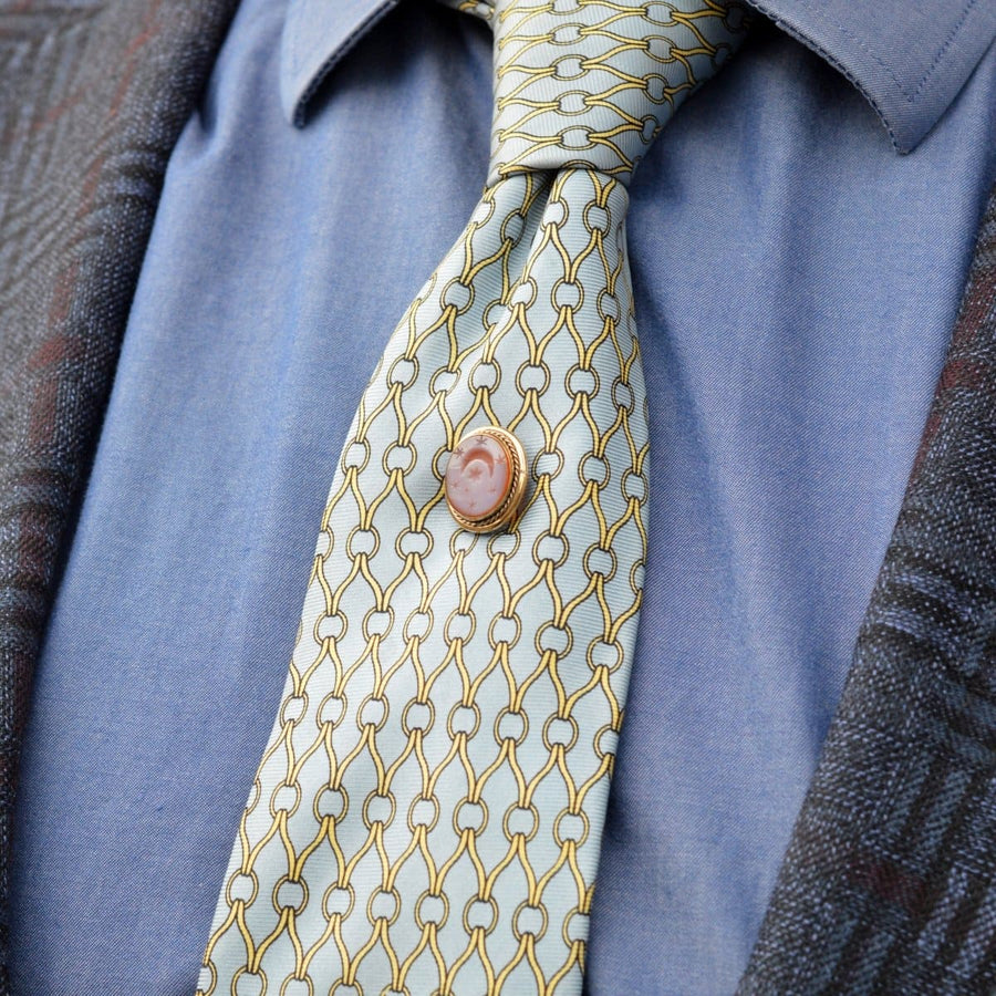 Victorian 9ct Gold Carnelian Tie Pin with Crescent Moon & Stars
