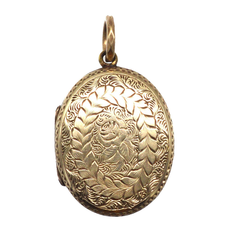 Victorian 9ct gold floral locket featuring a rose design, perfect for keeping cherished memories close.
