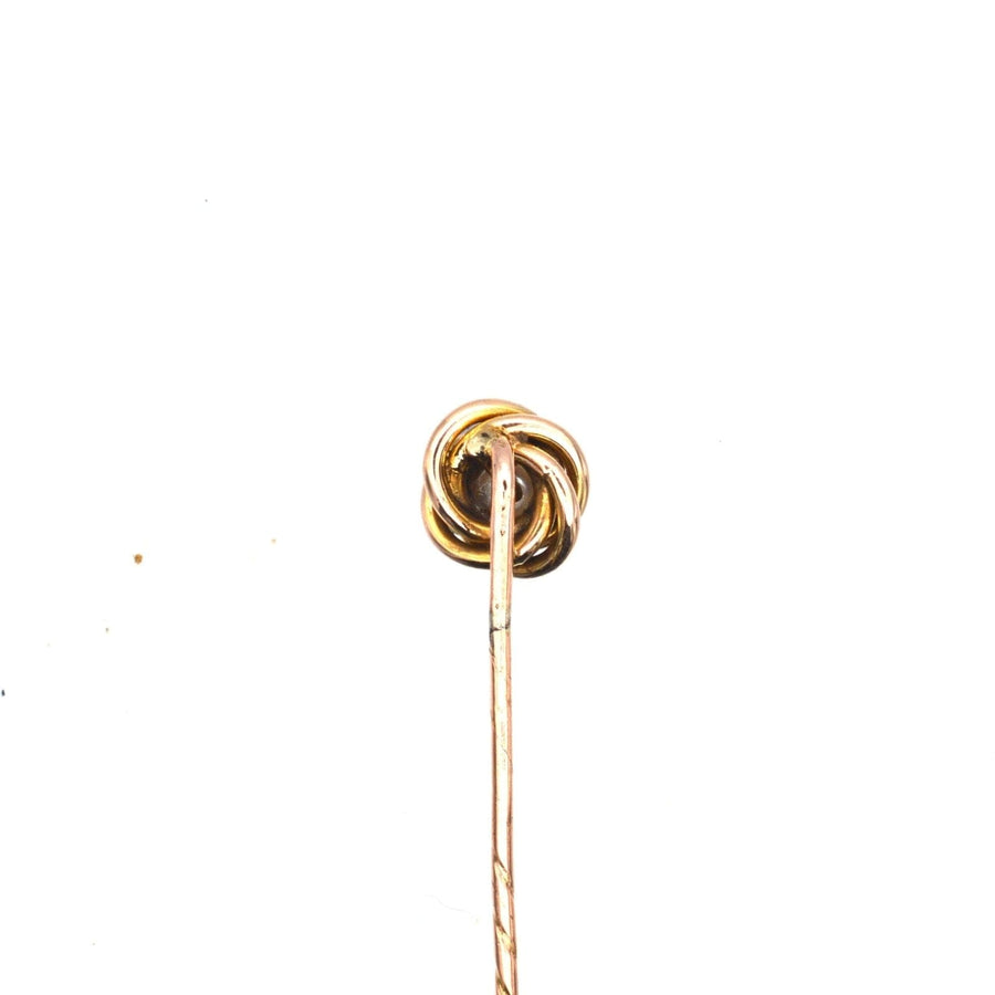 Victorian 9ct Gold Knot Twist Tie Pin with a Pearl | Parkin and Gerrish (UK)