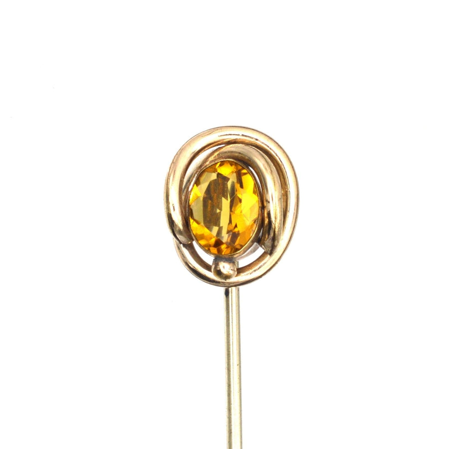 Victorian 9ct Gold, Orange (Citrine) Paste Tie Pin