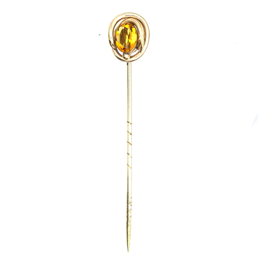 Victorian 9ct Gold, Orange (Citrine) Paste Tie Pin