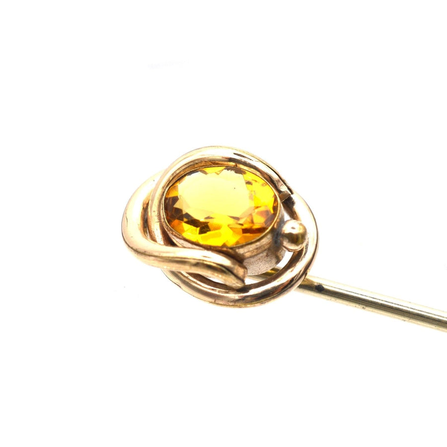 Victorian 9ct Gold, Orange (Citrine) Paste Tie Pin