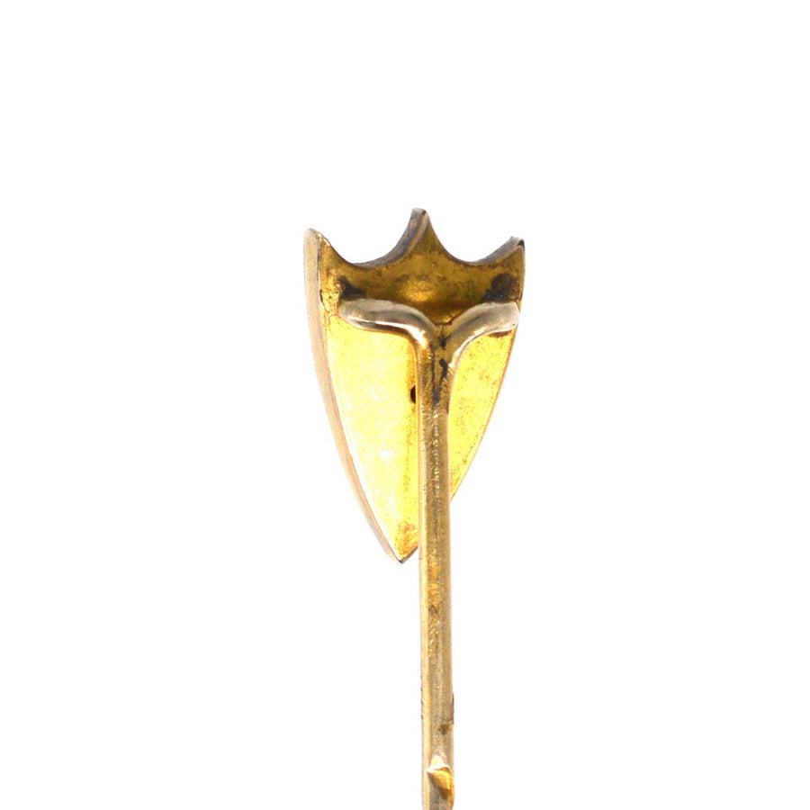 Victorian 9ct Gold Shield with Split Pearl Leaf Tie Pin | Parkin and Gerrish (UK)