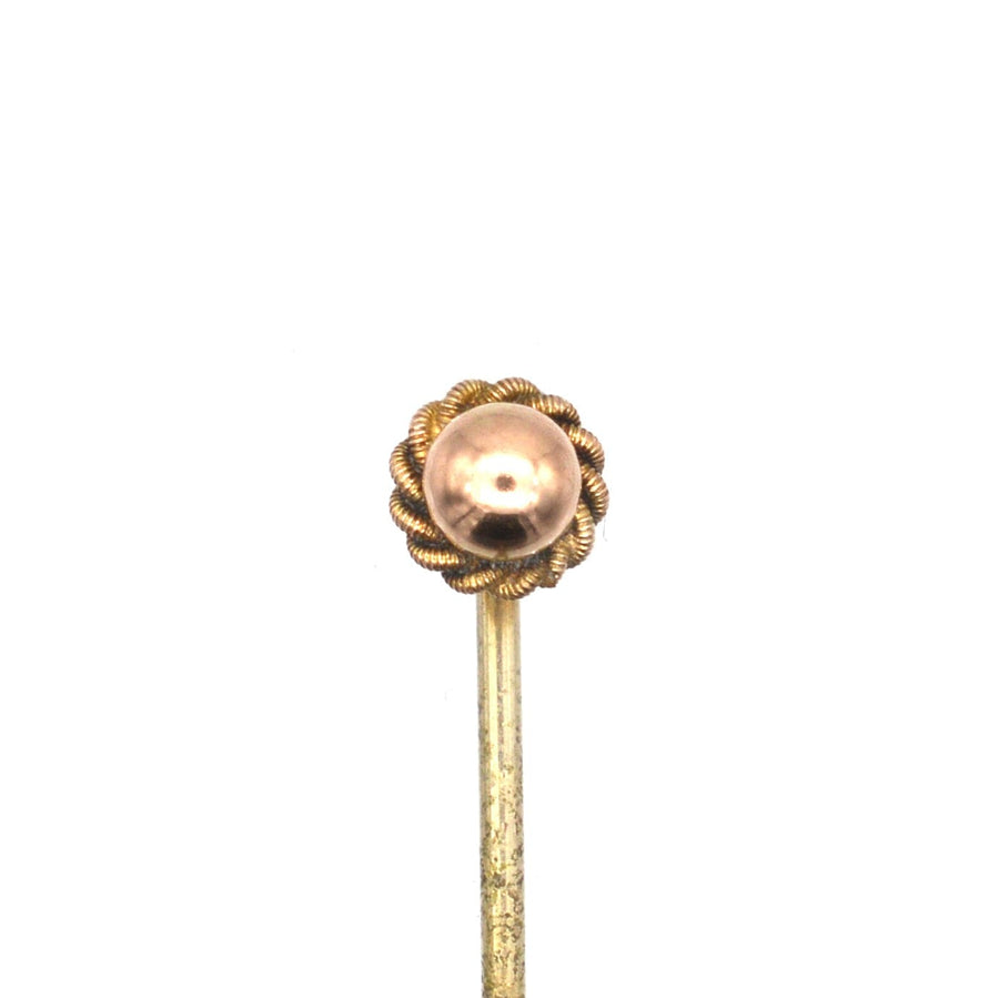 Victorian 9ct Gold Simple Knot & Ball Tie Pin