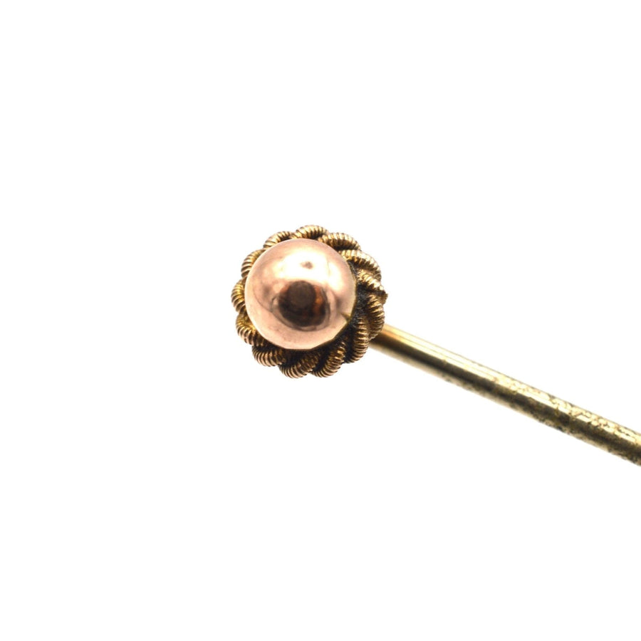 Victorian 9ct Gold Simple Knot & Ball Tie Pin