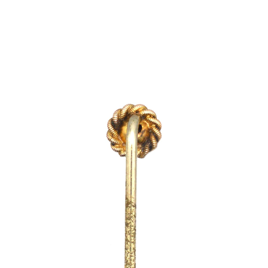 Victorian 9ct Gold Simple Knot & Ball Tie Pin