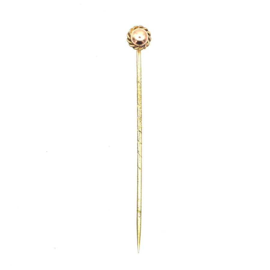 Victorian 9ct Gold Simple Knot & Ball Tie Pin