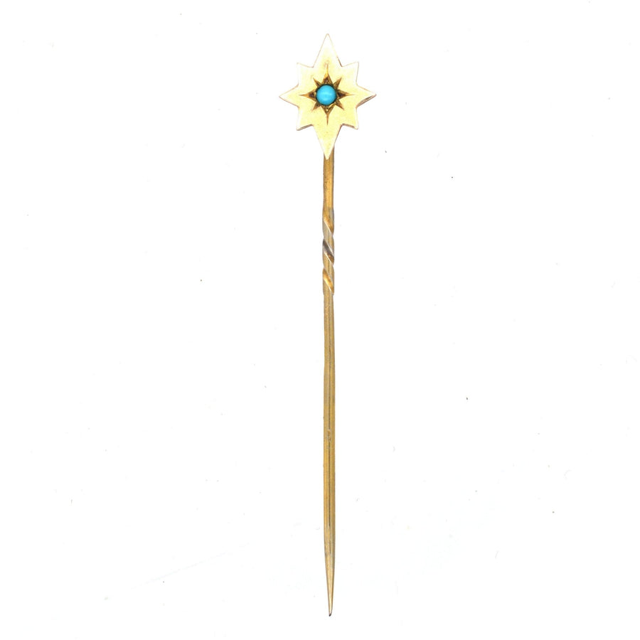 Victorian 9ct Gold, Turquoise Star Tie Pin