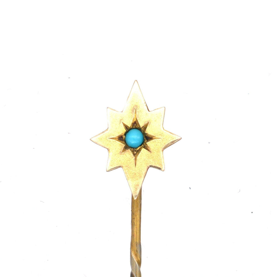 Victorian 9ct Gold, Turquoise Star Tie Pin