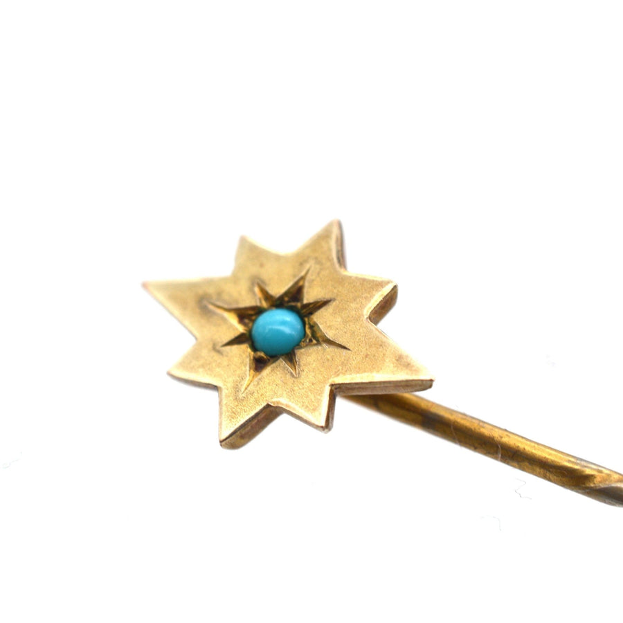 Victorian 9ct Gold, Turquoise Star Tie Pin