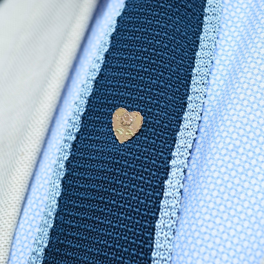 Victorian 9ct Gold Tie Pin Two Colour Gold Overlay Heart with Rose Motif