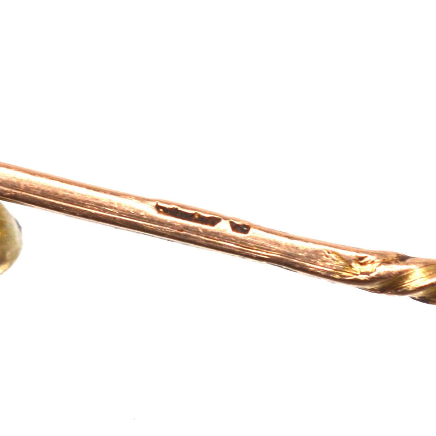 Victorian 9ct Gold Tie Pin Two Colour Gold Overlay Heart with Rose Motif