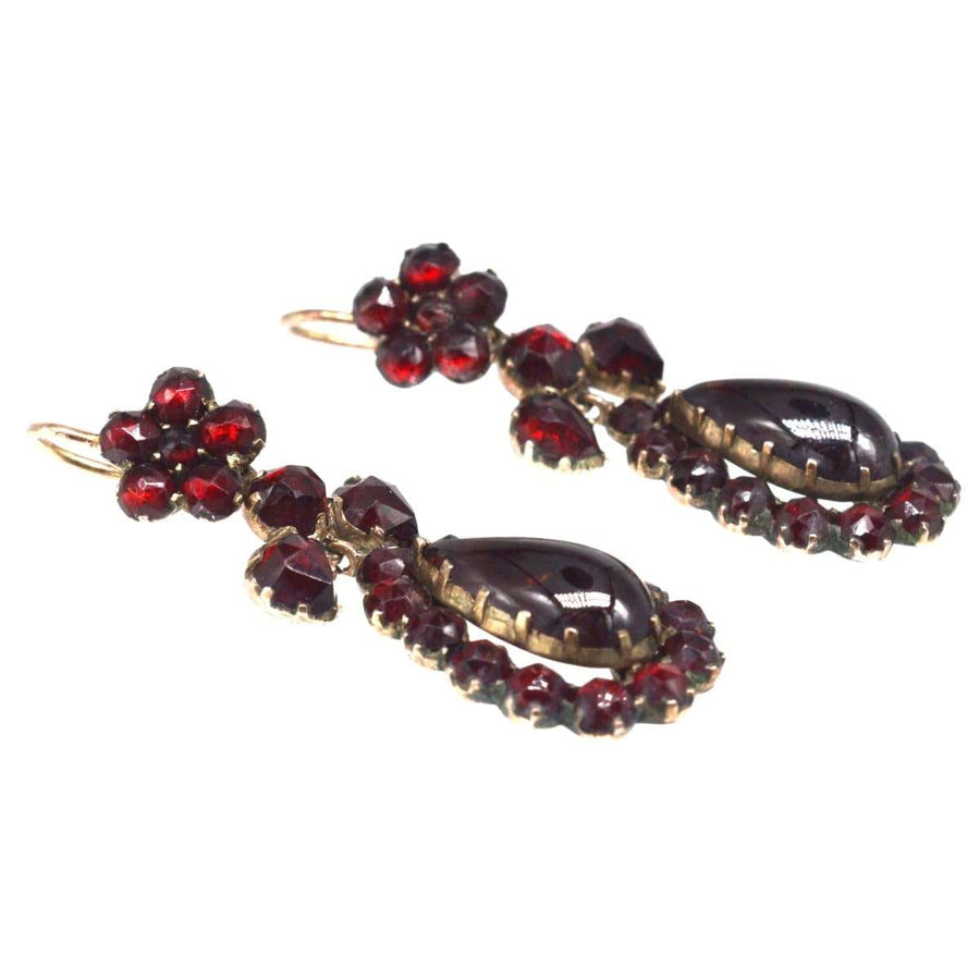 Victorian Gold Bohemian Garnet Earrings