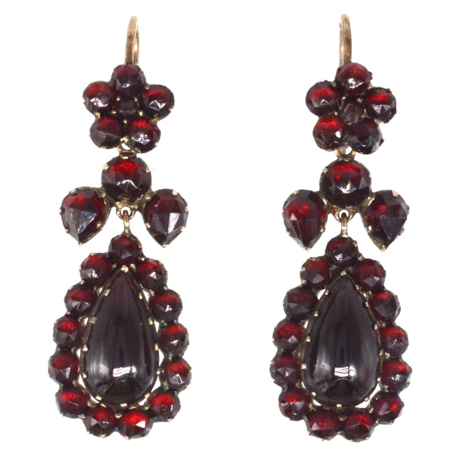 Victorian Gold Bohemian Garnet Earrings